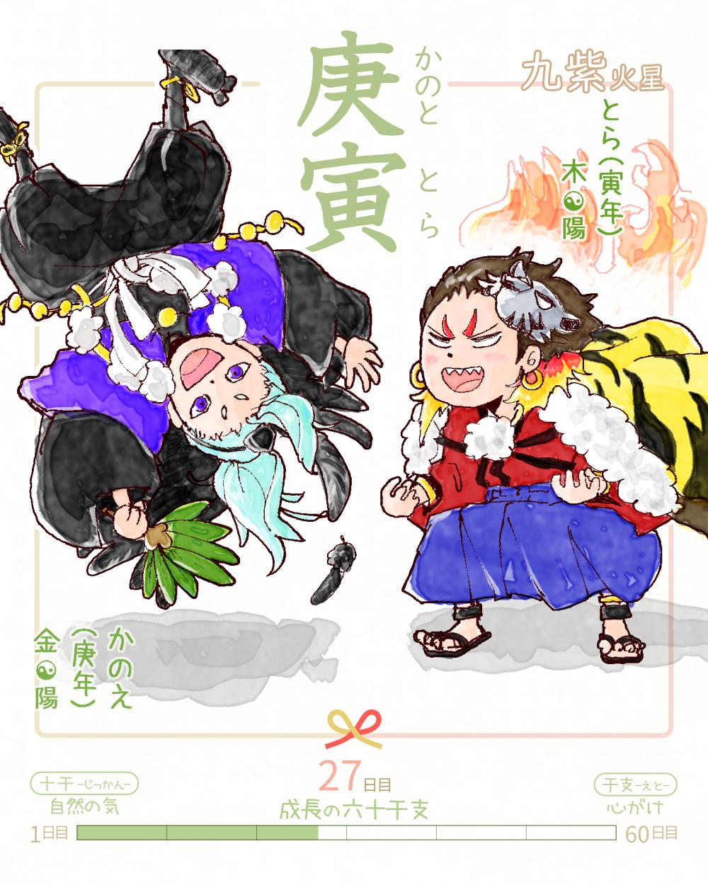 六十干支 寅年,干支  今日は #庚寅 (かのえとら)の日 庚 kanoe 寅 tora 日本,着物 kanoe-tora rokujikkansi 暦 koyomi japanese calender