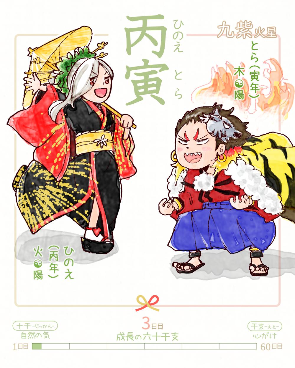 六十干支 寅年,干支 丙寅（ひのえとら） 丙 hinoe 寅 tora Japan hinoe-tora rokujikkansi 暦 koyomi japanese calender