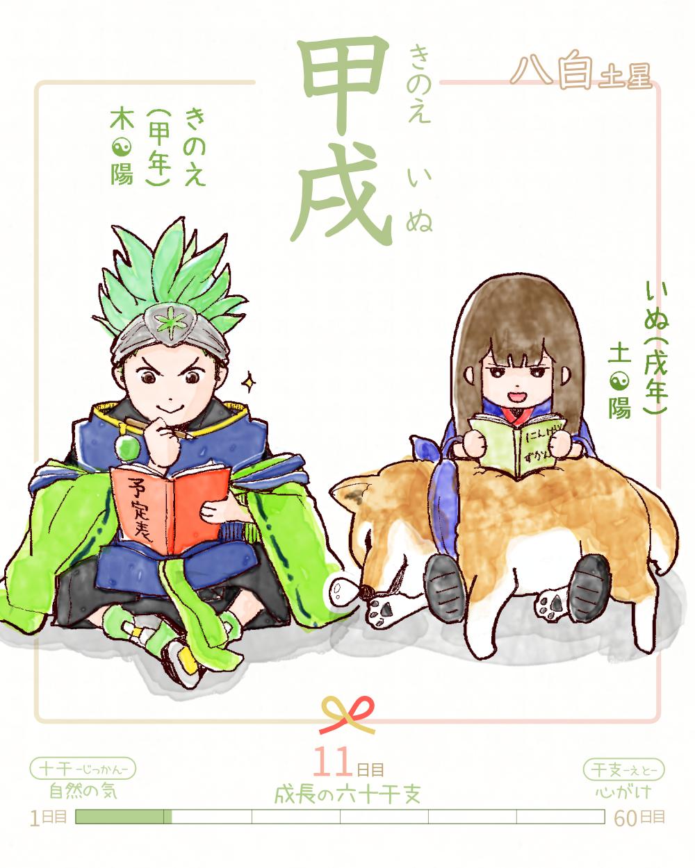 六十干支 戌年   甲戌（きのえいぬ） 甲 kinoe 戌 inu Japan kinoe-inu rokujikkansi 暦 koyomi japanese calender