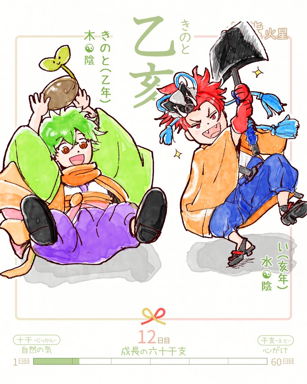 六十干支 亥年   乙亥（きのとい） 乙 kinoto 亥 i Japan kinoto-i rokujikkansi 暦 koyomi japanese calender