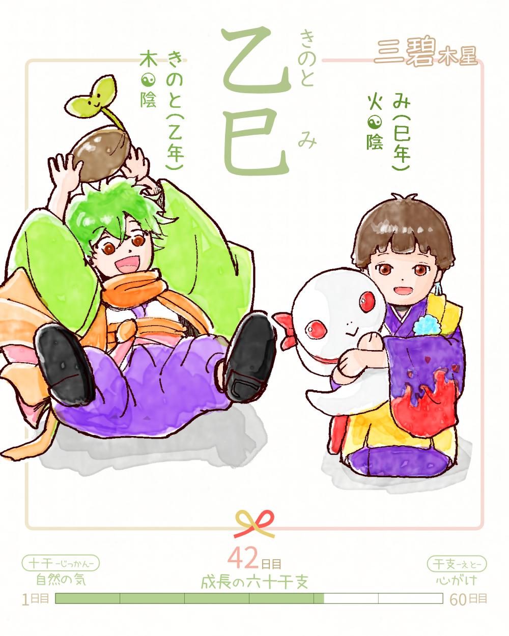 六十干支 巳年   乙巳（きのとみ） 乙 kinoto 巳 mi Japan kinoto-mi rokujikkansi 暦 koyomi japanese calender