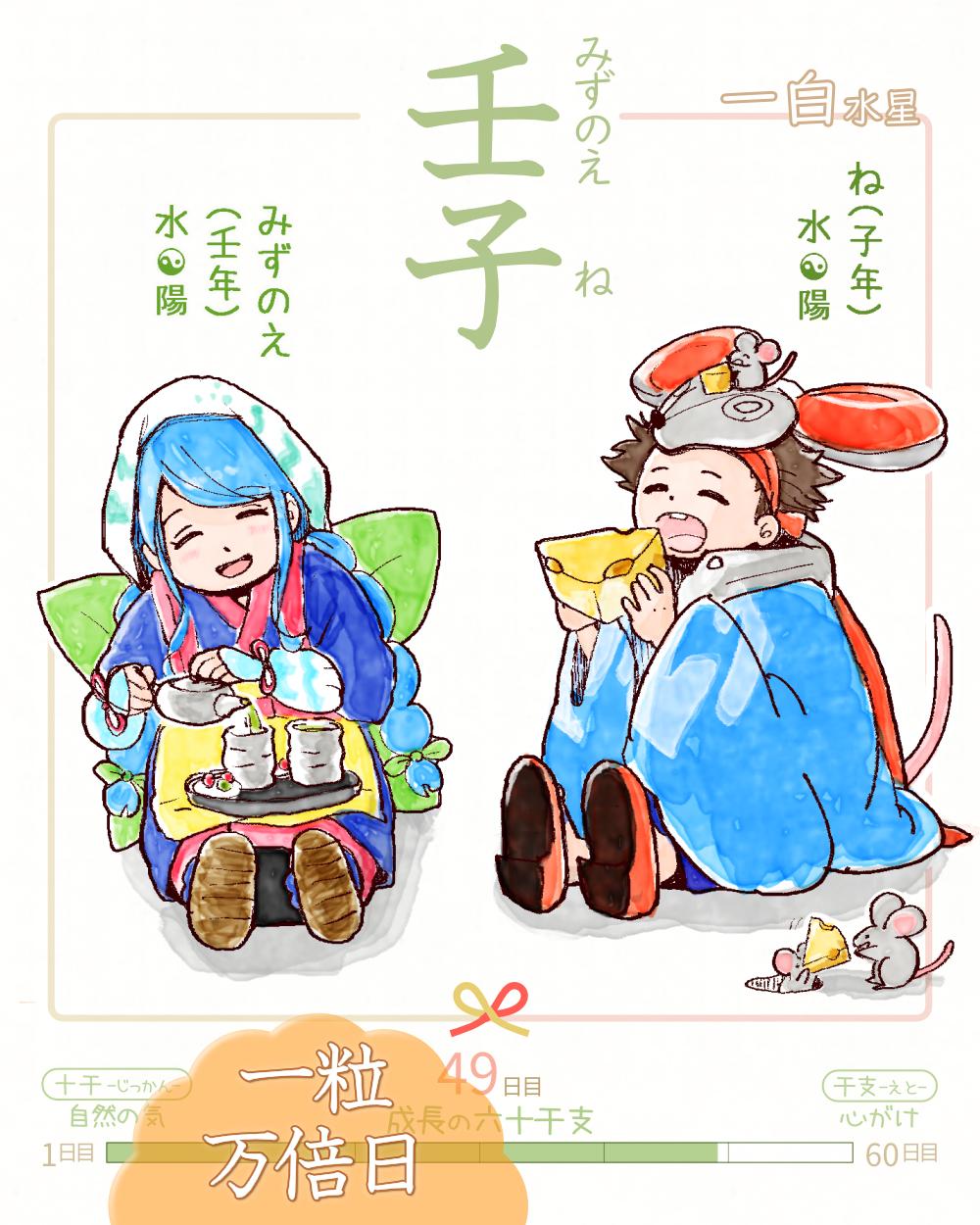 六十干支 子年   壬子（みずのえね）& #一粒万倍日 ✨ 壬 mizunoe 子 ne Japan mizunoe-ne rokujikkansi 暦 koyomi japanese calender